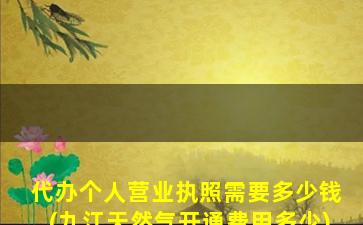 代办个人营业执照需要多少钱(九江天然气开通费用多少)